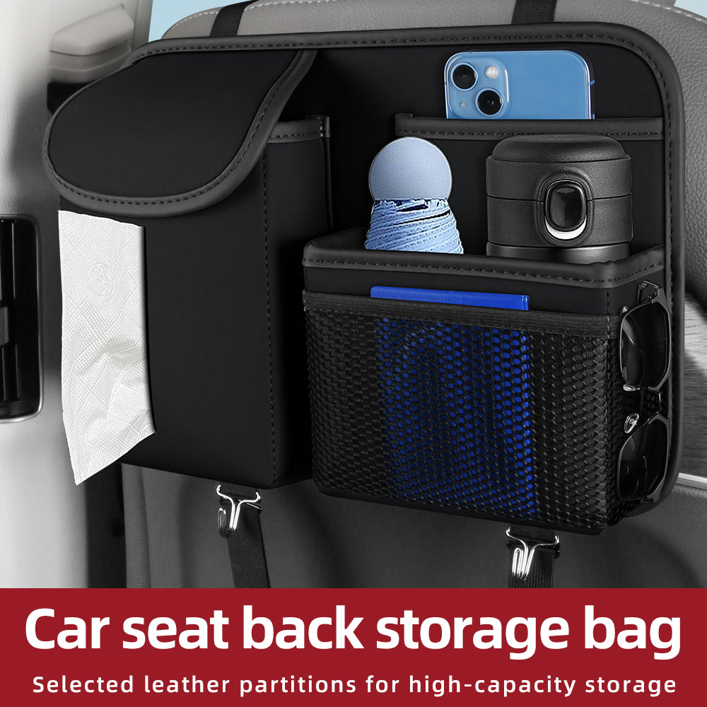 Car Interior Accessories - PU Leather Car Backseat Organizer Hanging Bag Pocket and Car Trunk Organizer