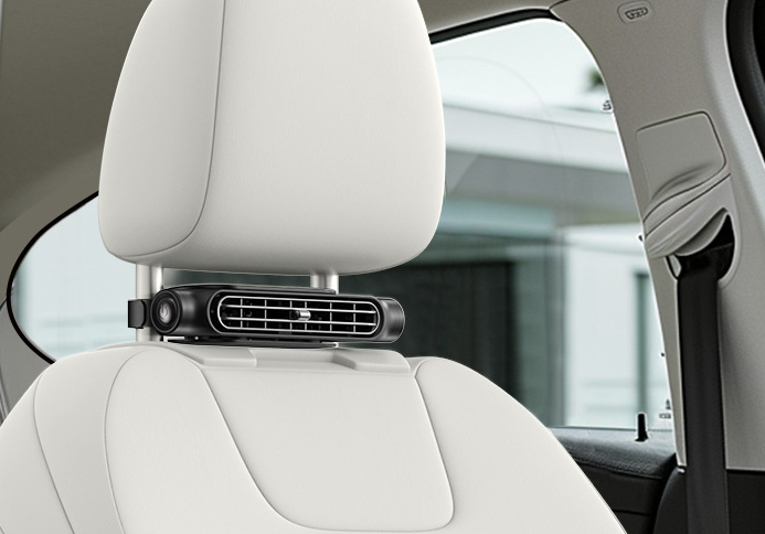 New Car Fan - Small Powerful Electric Fan for Rear Seats - Delicate Leather