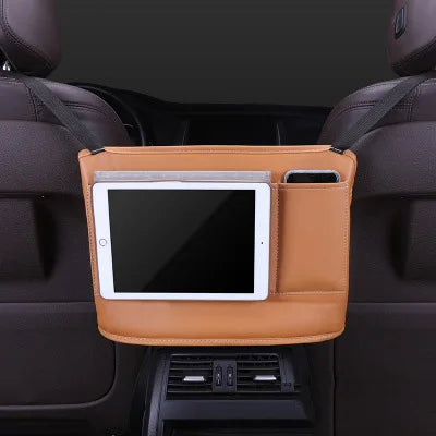Leather Car Seat Handbag Holder - Large Capacity Storage Bag - Delicate Leather