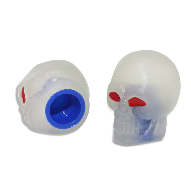 Fluorescent Skull Head Car Tire Valve Stem Caps - Glow in the Dark Universal ABS Material - Delicate Leather