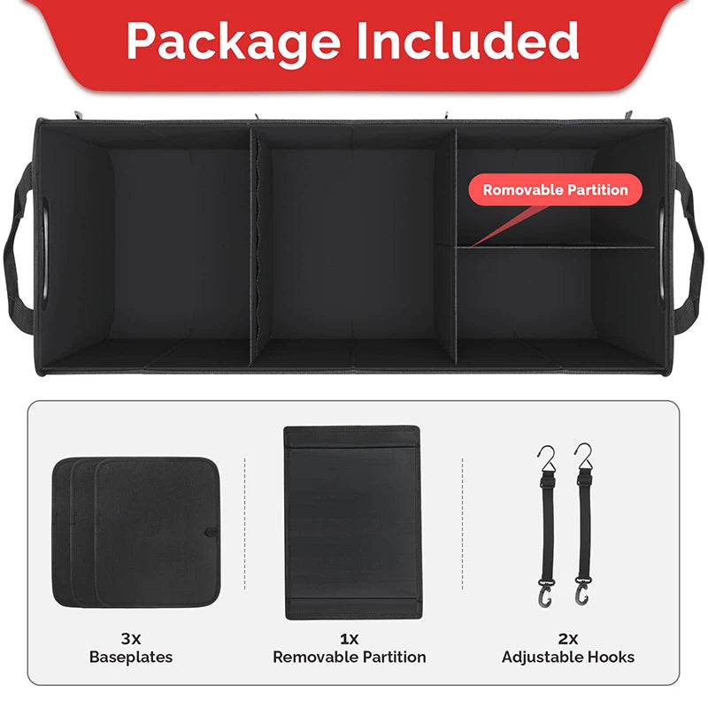 95L Large Collapsible Fortem Cargo Trunk Storage Box - Foldable SUV Car Trunk Organizer - Delicate Leather