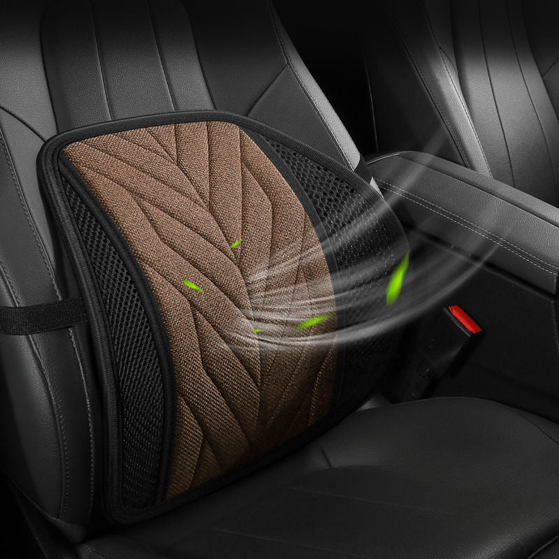 Breathable Backrest Universal Size Car Back Support Seat - 3D Printing Cooling Lumbar Support Mesh - Delicate Leather