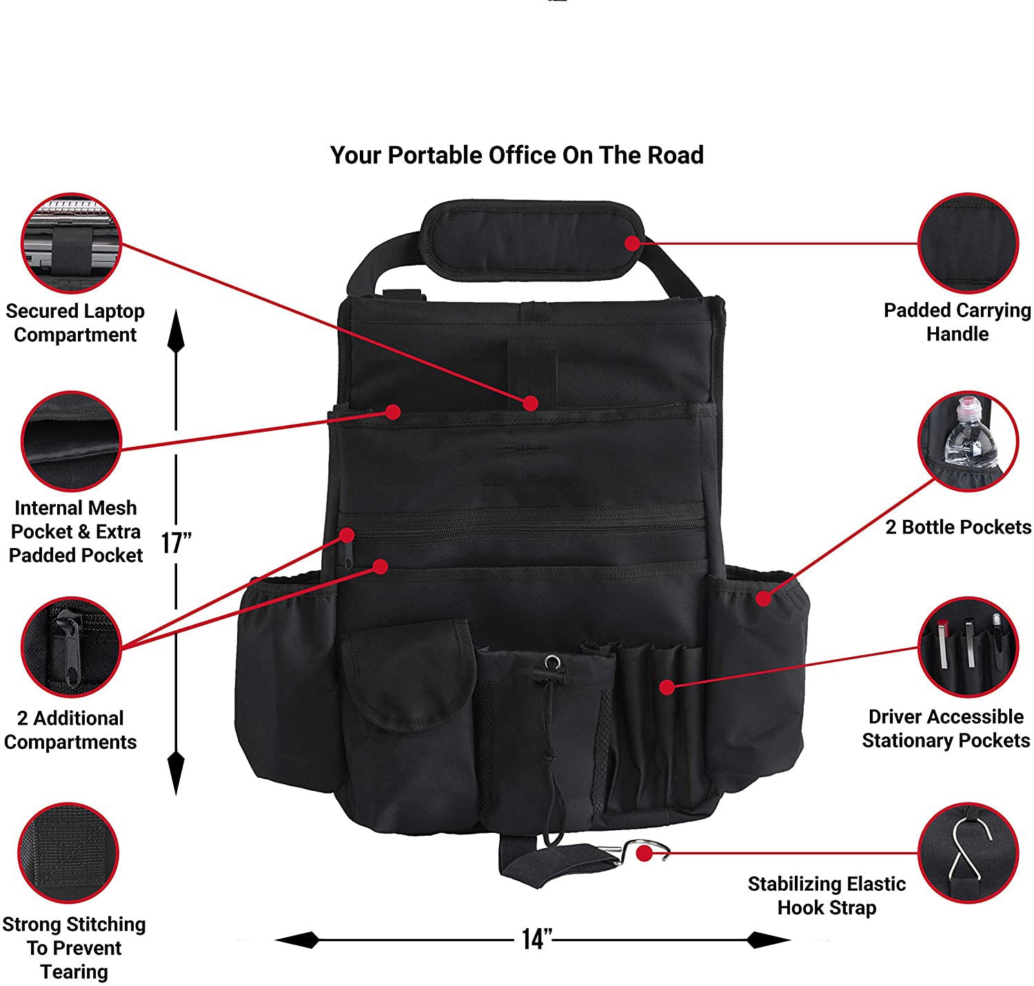 Car Front Seat Organizer with Dedicated Tablet and Laptop Storage, Custom Fit For Your Cars, Car Accessories - Delicate Leather