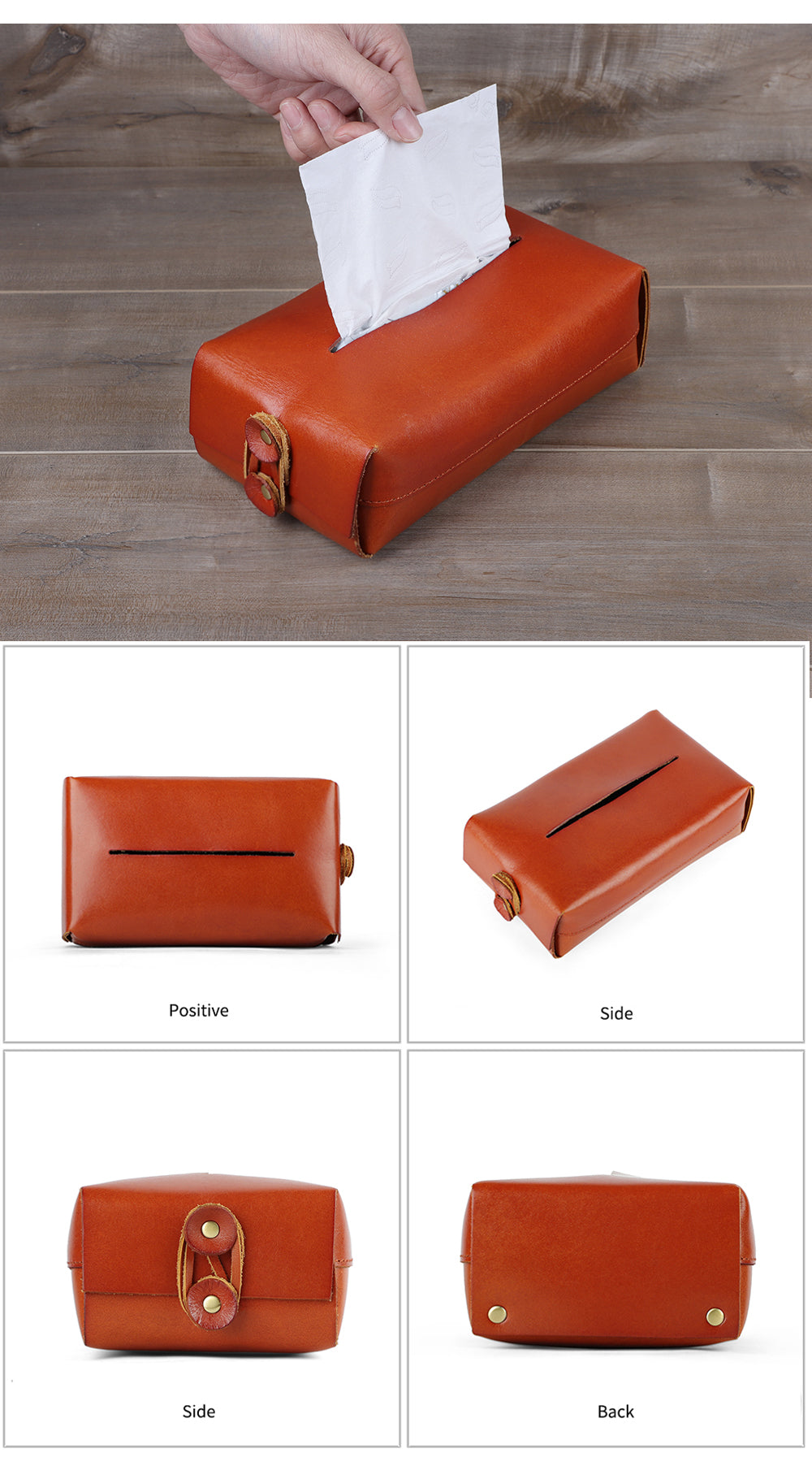 Vintage Genuine Leather Tissue Holder Case | Elegant Leather Tissue Box Storage