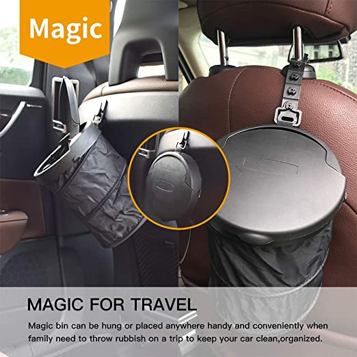 Foldable Hanging Truck-Mounted Folding Trash Can for Automobiles, Car Accessories - Delicate Leather