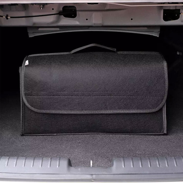 Black Large Anti-Slip Foldable Car Luggage Felt Storage Bag - Trunk Storage Box and Tool Bag - Delicate Leather