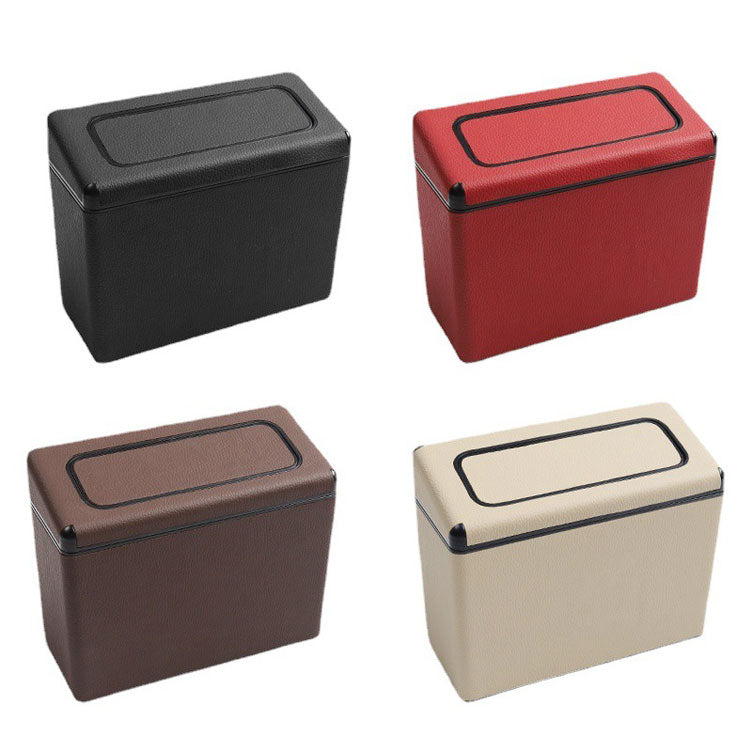 Car Trash Bin Waterproof Portable Garbage Can with Lid, Fit with all car, Mini Car Accessories with Lid and Trash Bag, Cute Car Organizer Bin, Small Garbage Can for Storage and Organization - Delicate Leather