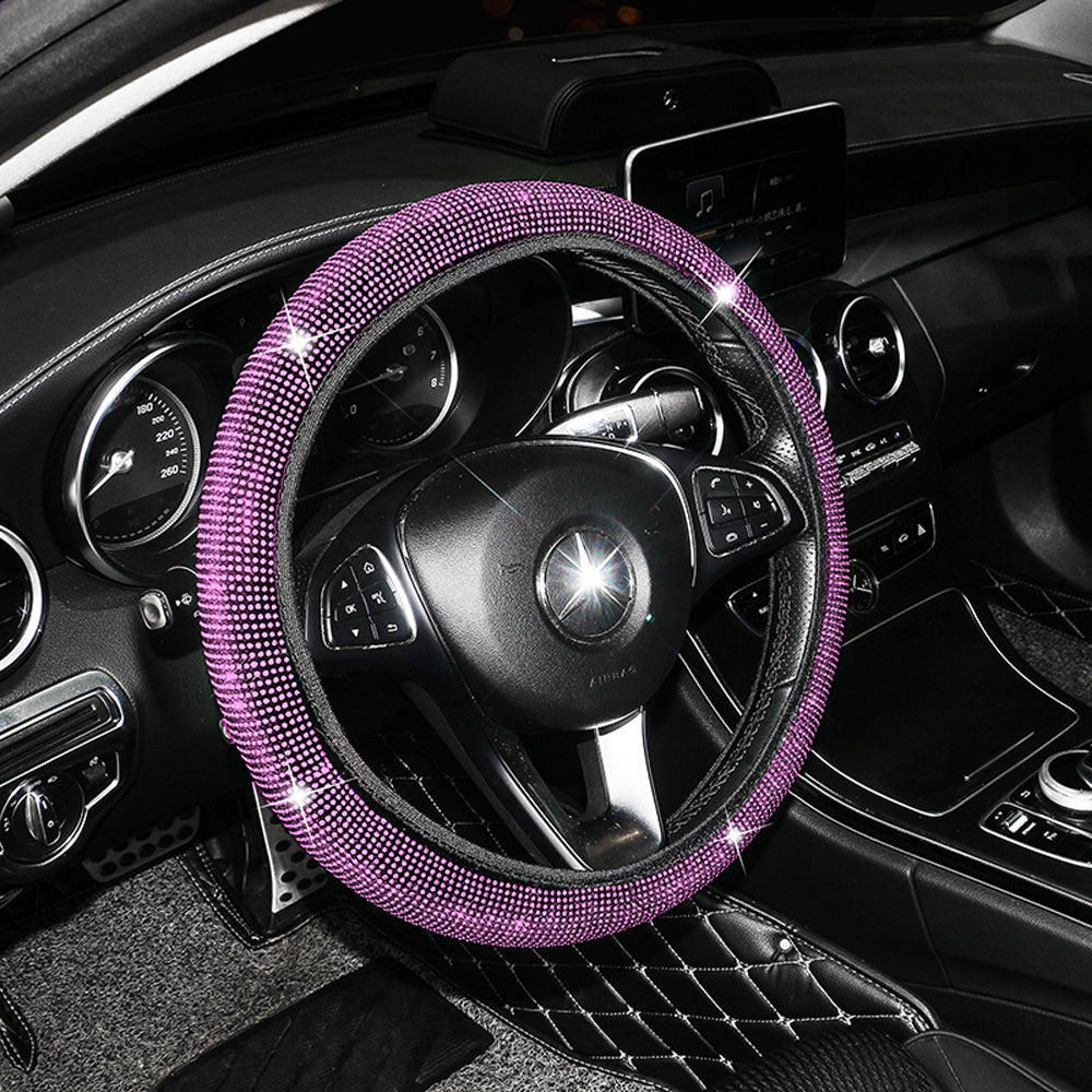 Hot Selling Luxury Colorful Bling Crystal Velvet Car Steering Wheel Cover - Universal Fit