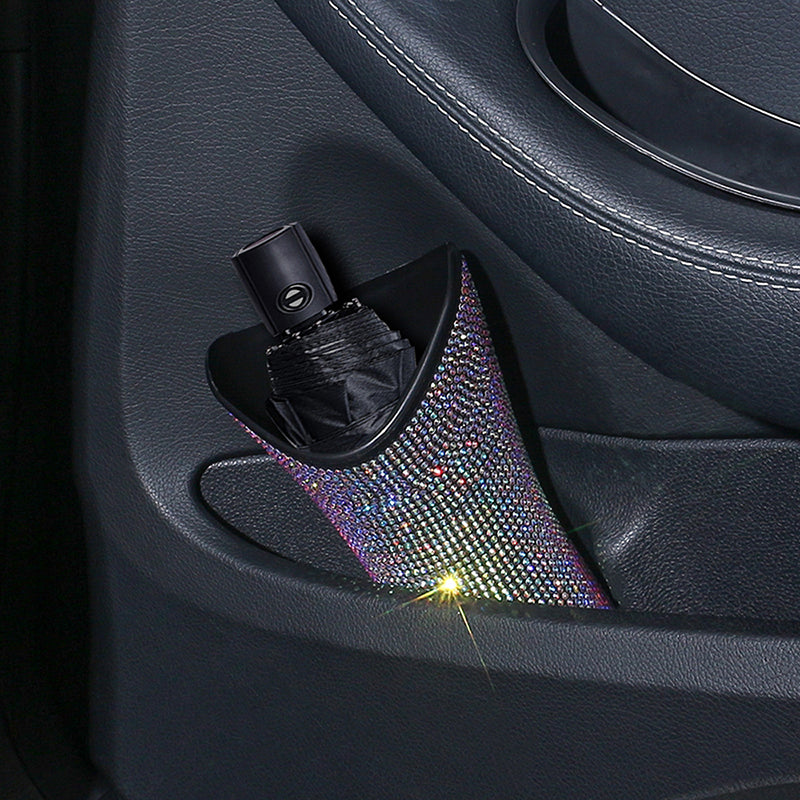 Shining Auto Inside Umbrella Bling Storage Box - Car Seat Back Organizer Cup Holder Garbage Can Umbrella Rack Holder, Car Accessories - Delicate Leather