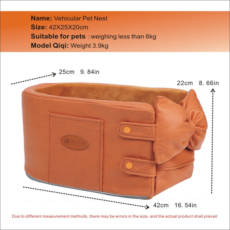 Car Central Control Pet Litter - Cat Car Safety Seat, Four Seasons General Pet Travel Nest - Delicate Leather