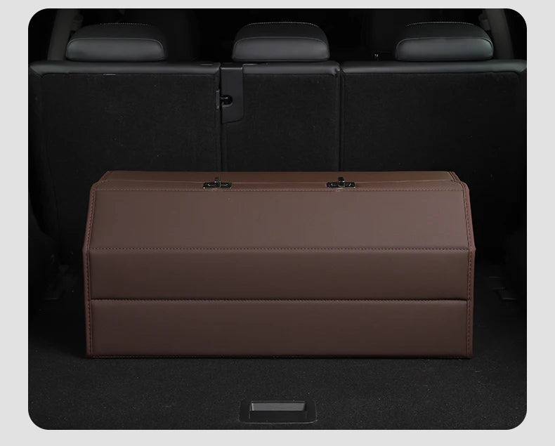 Car Storage Organizer, Cargo Organizer SUV Trunk Storage Waterproof Collapsible Durable Multi Compartments - Delicate Leather