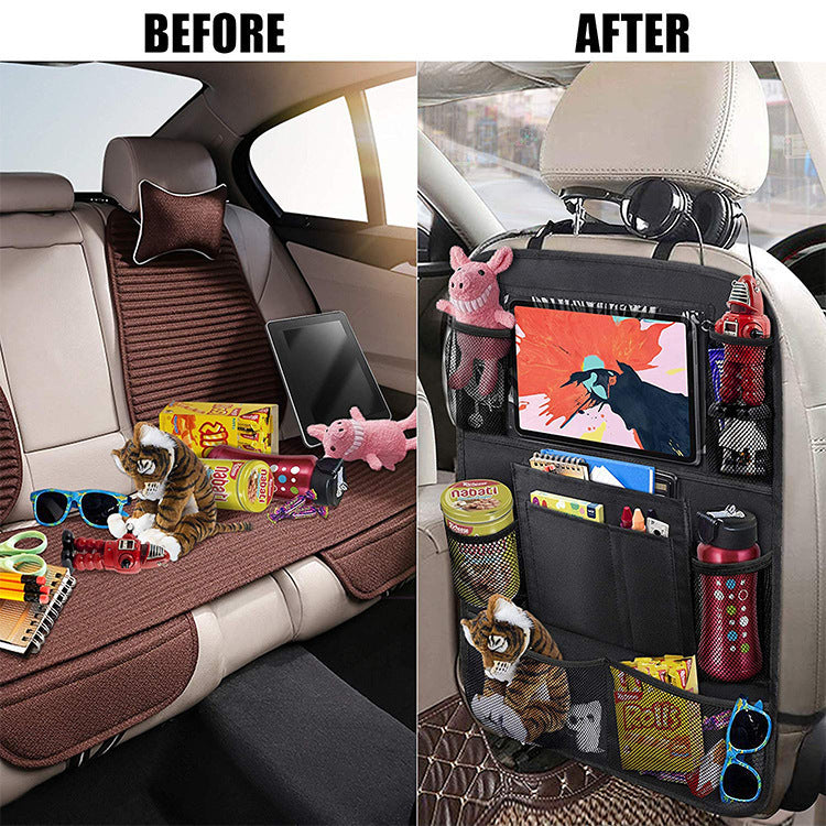 Newly Designed Washable Car Kick Mats - Two Pack Car Backseat Storage Bags, Custom Fit For Your Cars - Delicate Leather