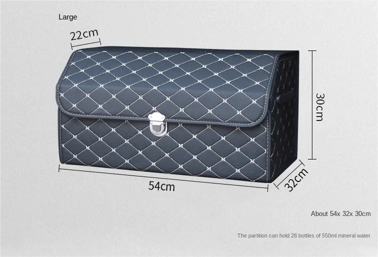 Faux Leather Car Trunk Organizer with Adjustable Compartments and Folding Design - Delicate Leather