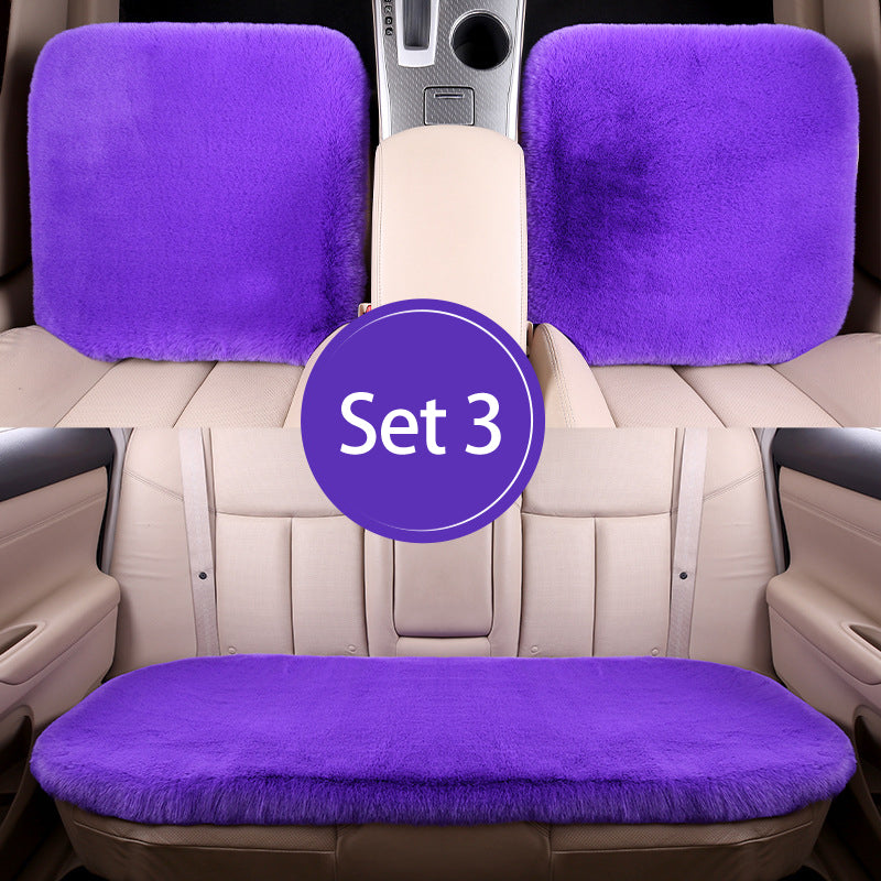 Luxury 9-Piece Set Fur Car Seat Cover Cushion with Neck Pillow for Winter - Delicate Leather