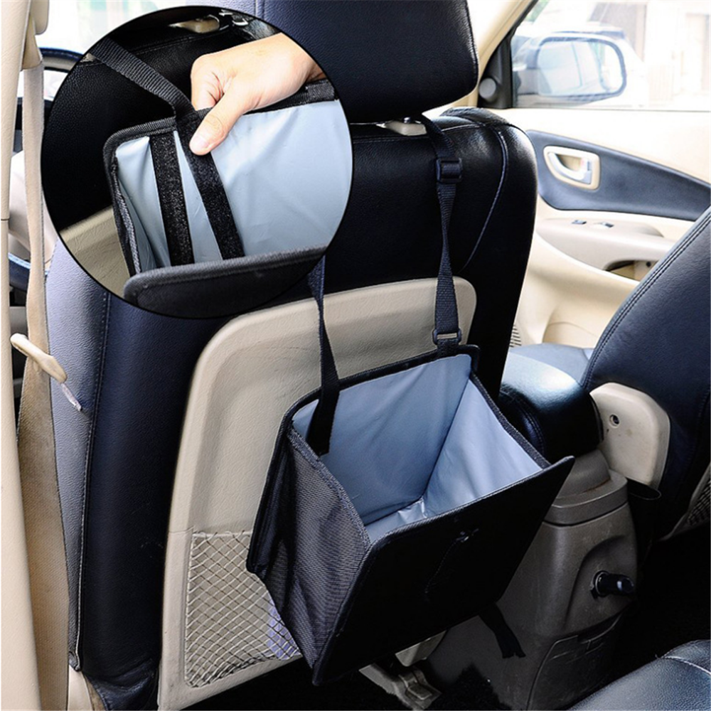 Car Accessories Organizers Garbage Can Portable Waterproof Litter Hanging Seat Trash Bin - Delicate Leather