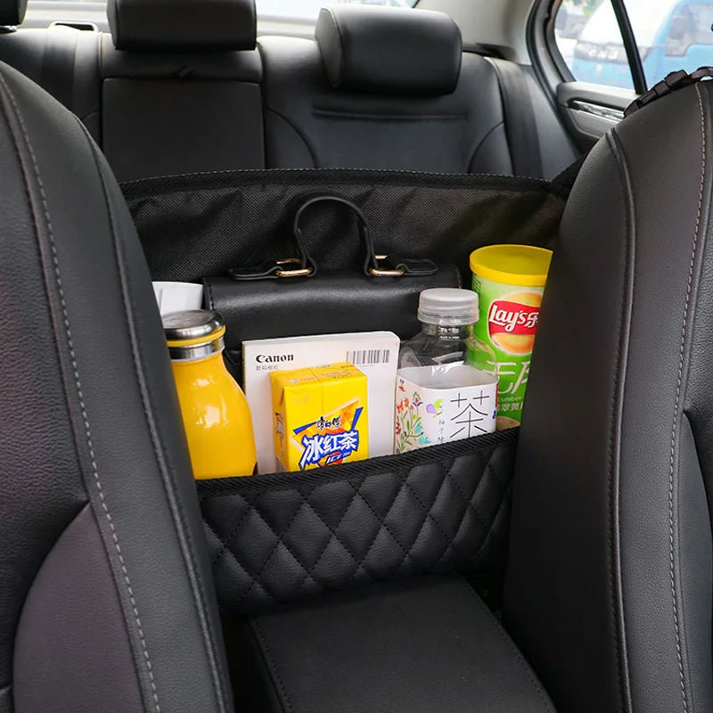 Crystal Rhinestone PU Leather Car Storage Bag Organizer - Delicate Leather