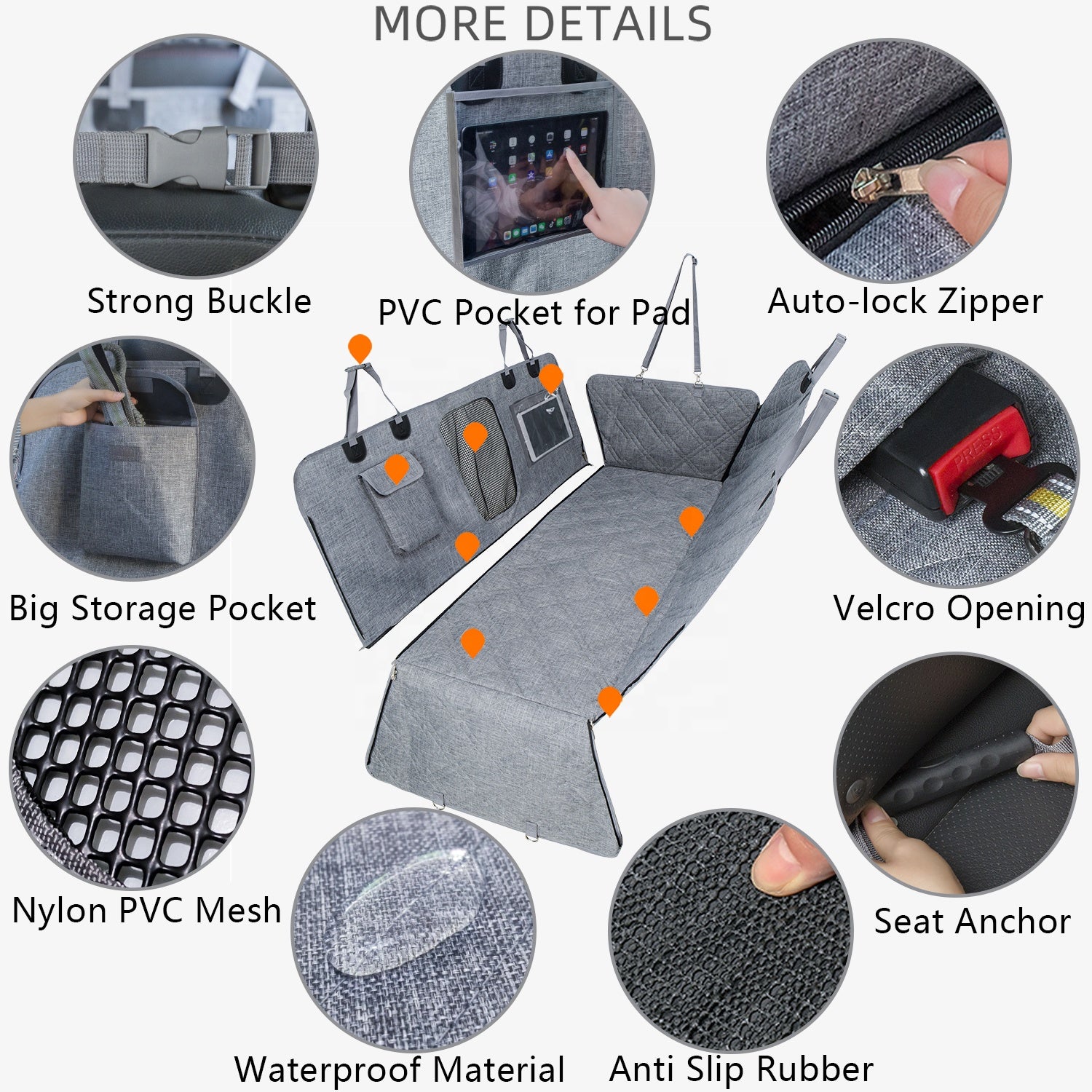 Luxury Waterproof Protector Active Pets Dog Car Seat Cover for Back Seat - Delicate Leather