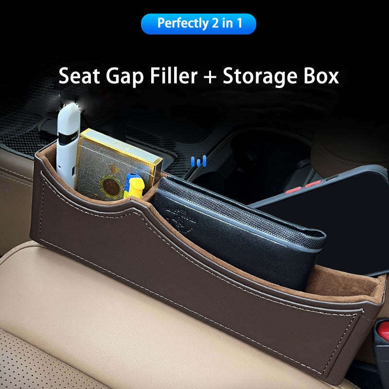 Car Seat Gap Filler Organizer, Custom For All Cars, Luxury Car Seat Side Organizer - Seat Gap Storage Box & Seat Clearance Storage Organizer - Delicate Leather