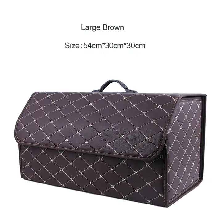 Big Trunk Organizer, Cargo Organizer SUV Trunk Storage Waterproof Collapsible Durable Multi Compartments LE12994 - Delicate Leather