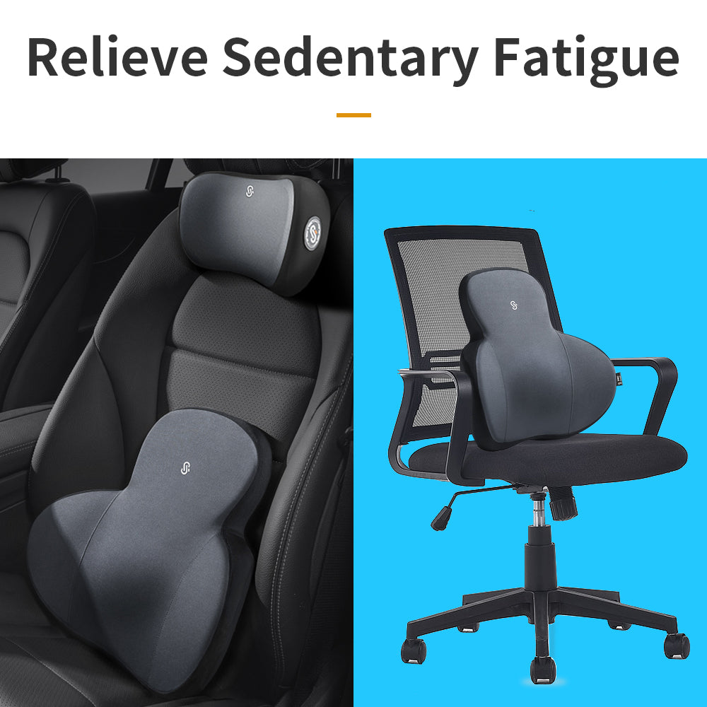 Car Headrest Back Brace Massager and Ergonomic Lumbar Support Pillow - Delicate Leather