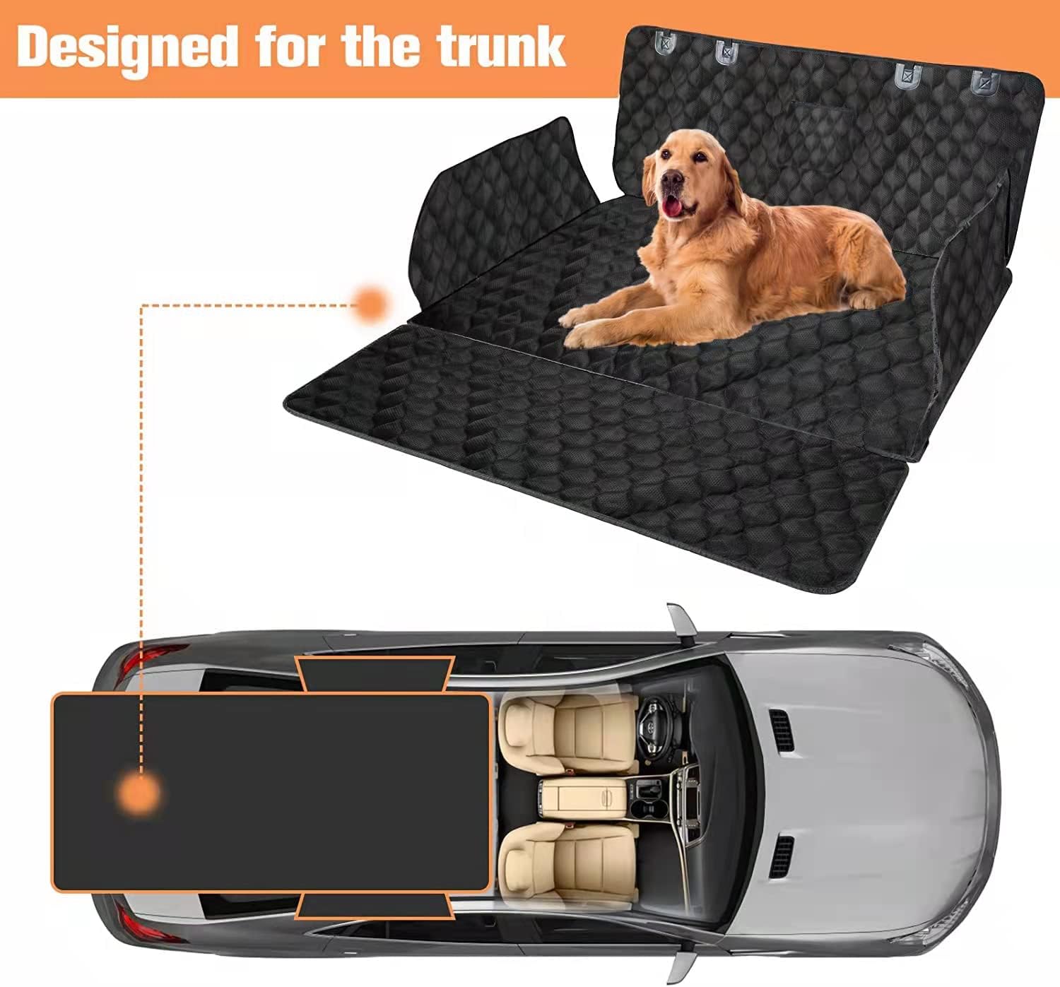 Car Interior Accessories - Dog Back Seat Cover Protector, Pet Cargo Cover, Dog Seat Cover Mat - Delicate Leather
