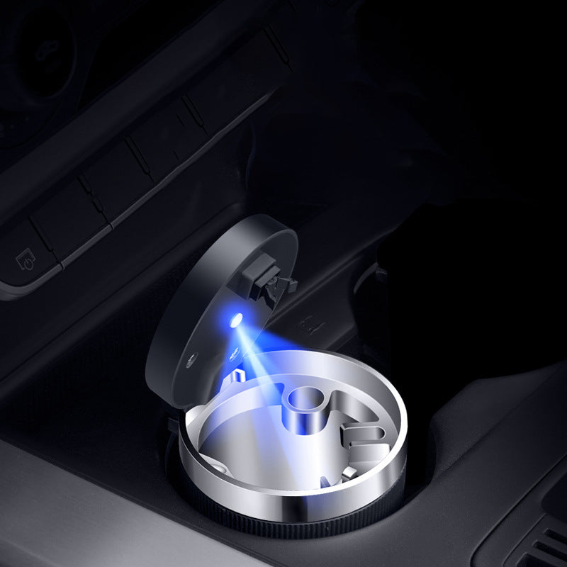 High-Quality Car Ashtray - Cylindrical Smoke Cup Holder with Lid and Metal Lining, 7x7x10 cm - 2 Pack - Delicate Leather
