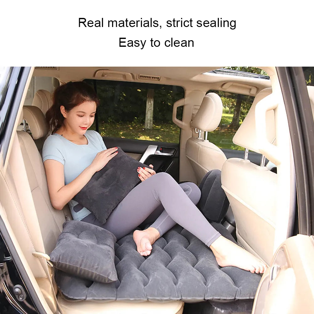 Inflatable Mattress Air Bed Sleep Rest Car SUV Travel Bed Universal Car Seat Bed Multi Functional for Outdoor Camping Beach - Delicate Leather