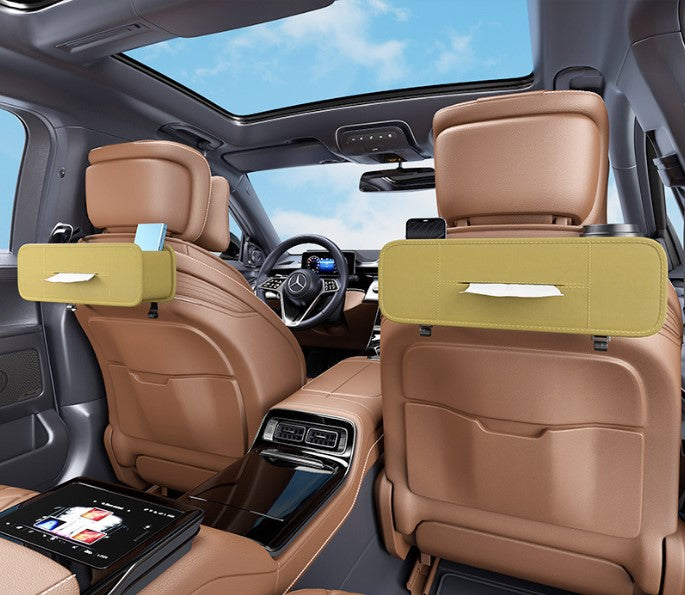 Leather Car Seat Back Insulation Storage Bag - Multi-Pocket Thermal Cooler Travel Car Accessories Organizer, Custom Fit For Your Cars - Delicate Leather