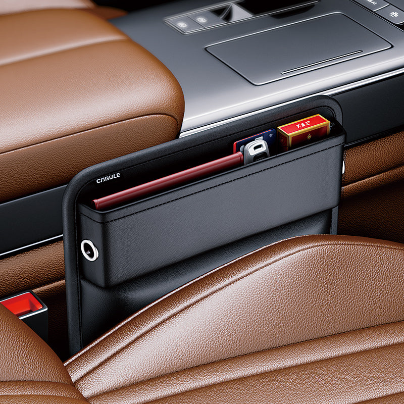Auto Interior Accessories: Universal Leather Car Seat Gap Filler Organizer, Custom For All Cars, Multifunctional Pu Leather Console Side Pocket Organizer - Delicate Leather