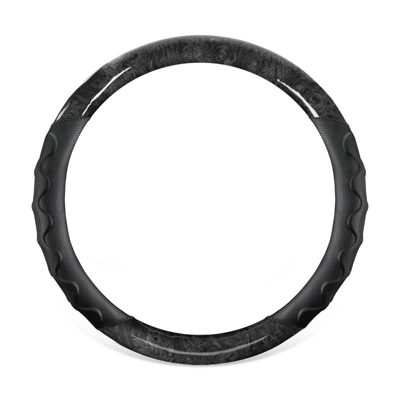 Four Seasons General Steering Wheel Cover Auto Interior Fur Anti-Slip Sweat-Absorbent Breathable Wood Steering Wheel Cover - Delicate Leather