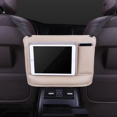Leather Car Seat Handbag Holder - Large Capacity Storage Bag - Delicate Leather