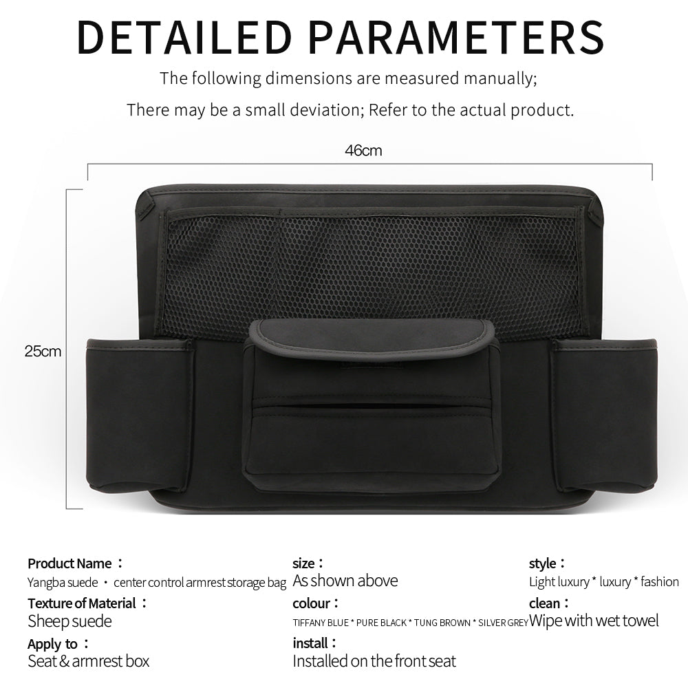 Sheep Suede Car Storage Organizer - Back Seat Pocket Handbag Holder, Custom Fit For Your Cars, Car Accessories - Delicate Leather