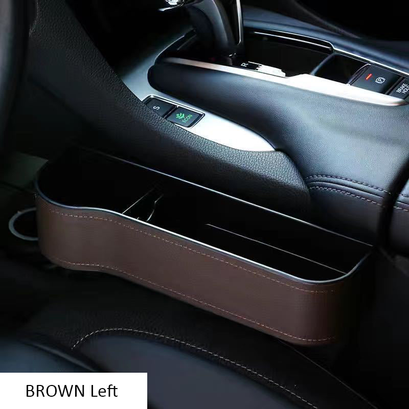 Car Seat Gap Filler Organizer, Custom For All Cars, Multifunctional Car Seat Gap Organizer with Cup Holder - PU Leather Seat Console Storage Box (1PCS) - Delicate Leather