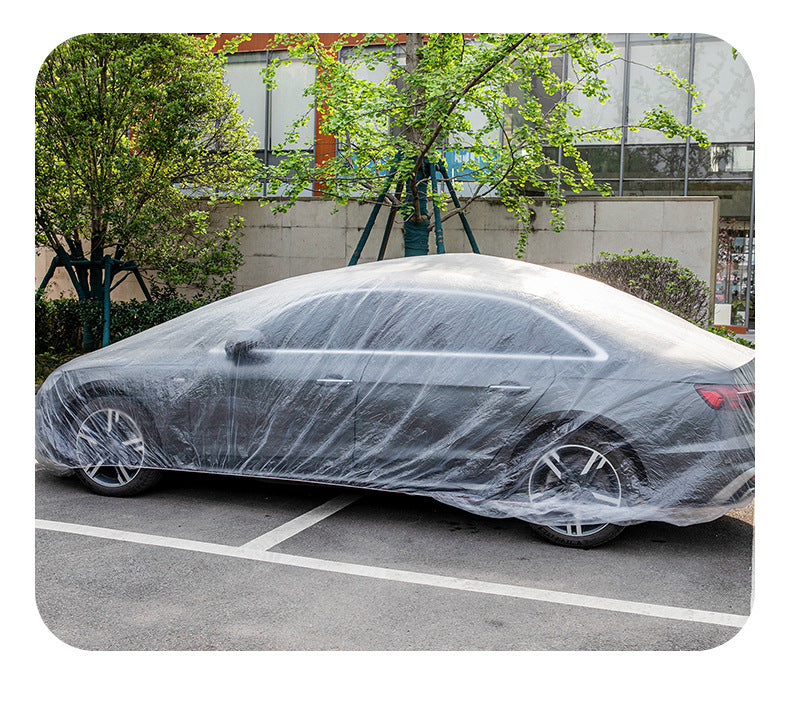 Universal Disposable Clear Plastic Car Cover - Thickening Waterproof Transparent Cover - Delicate Leather