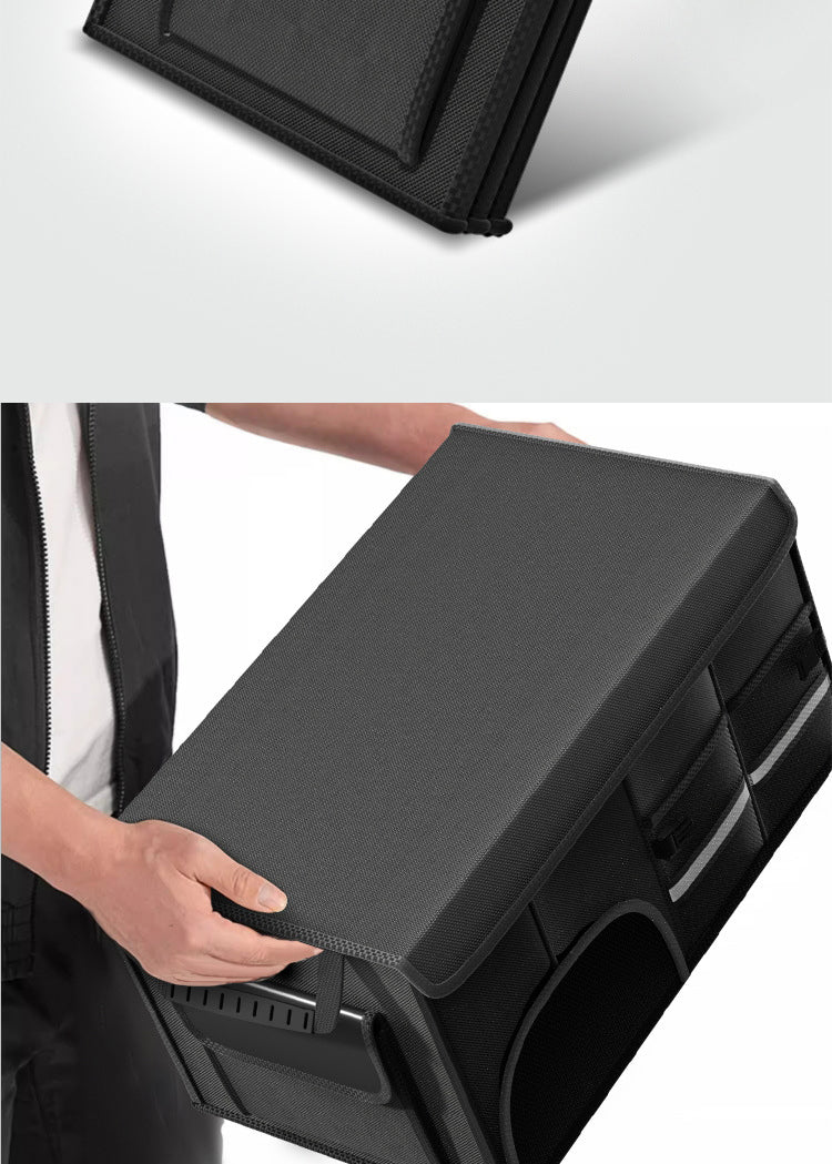 Car Glove Box Organizer Bag - Foldable Car Storage Box Trunk and Seat Organizer - Delicate Leather