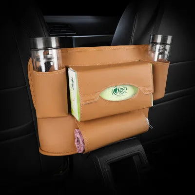 Leather Car Seat Handbag Holder - Large Capacity Storage Bag - Delicate Leather