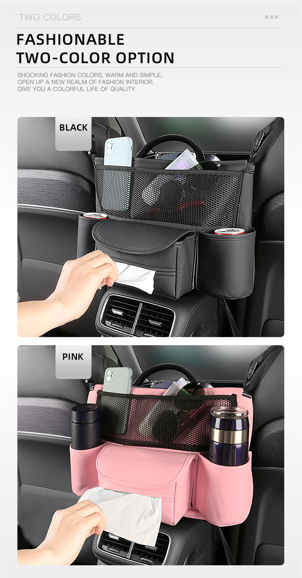 New Style Car Organizer - Durable Leather Storage Bag, Pocket Handbag Holder for Back Seat, Custom Fit For Your Cars, Car Accessories - Delicate Leather