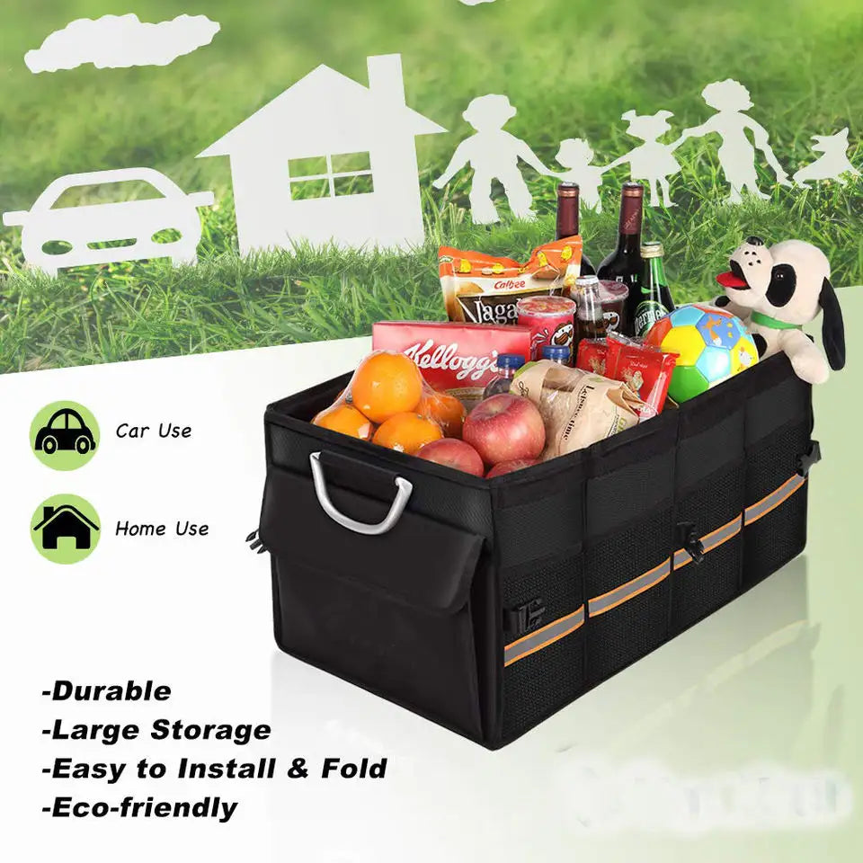 Sturdy Metal-Handled Dandelion Car Trunk Organizer: Durable, High-Quality, and Spaciously Capacious - Delicate Leather
