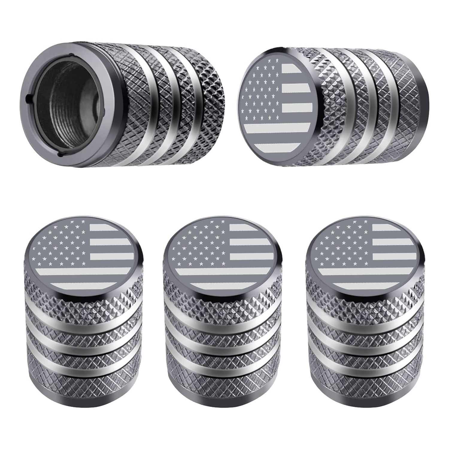 American Flag Plastic Liner Corrosion Resistant Leak-Proof Metal Tire Valve Stem Cap Cover Tire Air Cap for Car Truck Motor - Delicate Leather