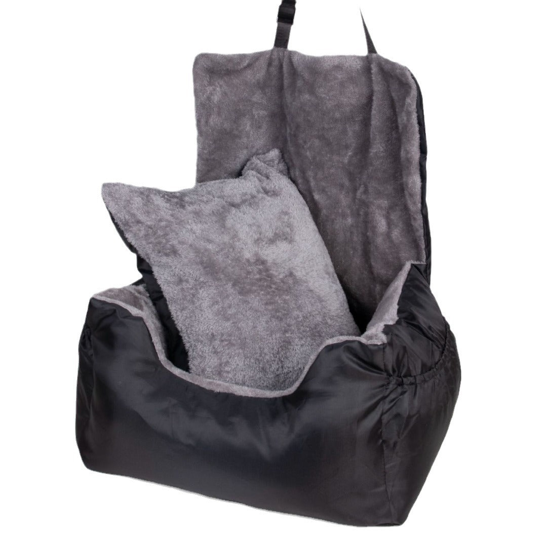 Dog Car Seat Detachable and Washable Dog Booster Seats with Side Pockets and Clip-On Leash Portable Dog Car Travel Carrier Bed - Delicate Leather