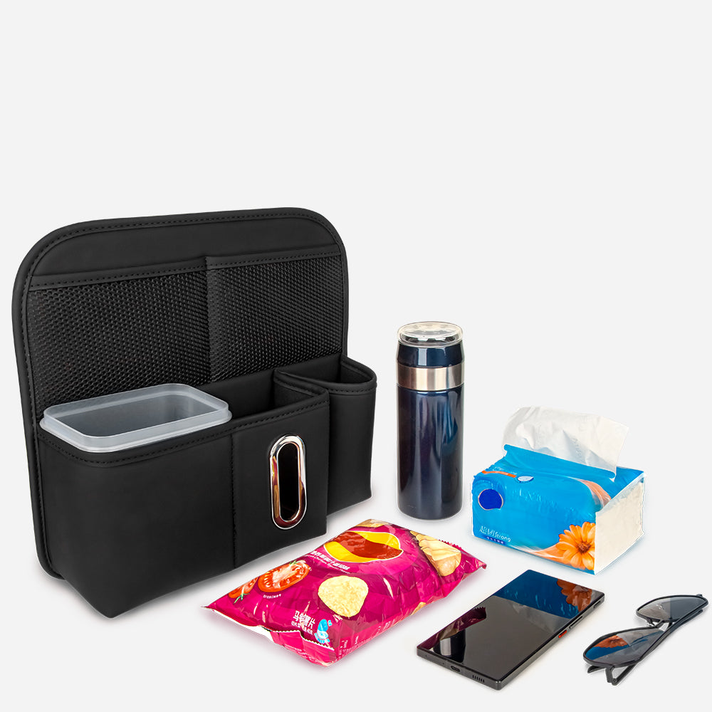 Multifunction Backseat Leather Car Back Seat Bag Organizer With Tablet Holder & 9 Storage Pockets - Delicate Leather