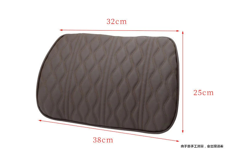 PU Leather Car Neck Pillow and Lumbar Waist Support Set - Memory Foam Backrest and Headrest Cushion for Auto Interior Accessories - Delicate Leather