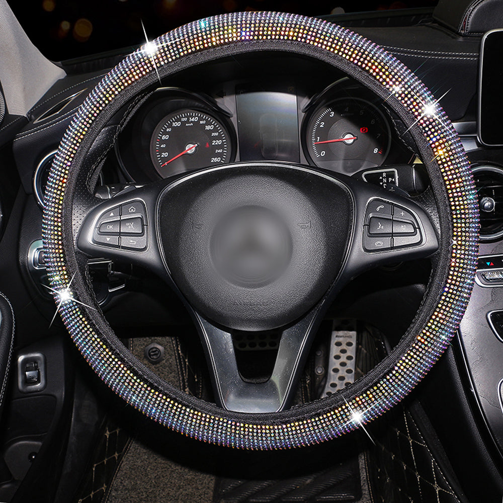 Hot Selling Luxury Colorful Bling Crystal Velvet Car Steering Wheel Cover - Universal Fit - Delicate Leather