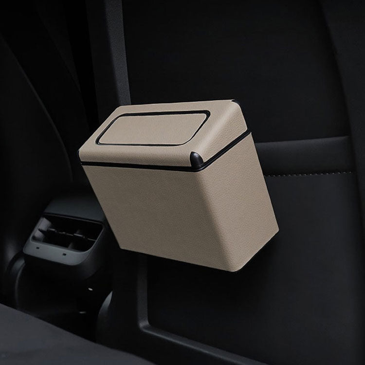 Car Trash Bin Waterproof Portable Garbage Can with Lid, Fit with all car, Mini Car Accessories with Lid and Trash Bag, Cute Car Organizer Bin, Small Garbage Can for Storage and Organization - Delicate Leather