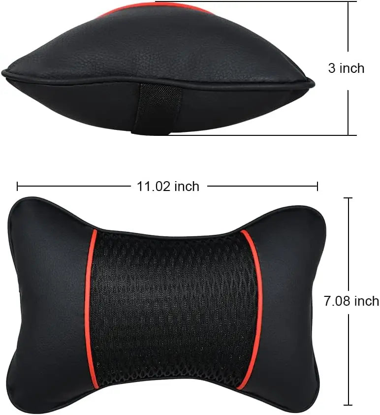 Universal Soft Breathable Leather Car Neck Pillow Set: Enhance Driving Comfort with Comfortable Head and Neck Support - Delicate Leather