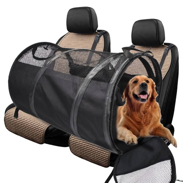 Dog Carriers Rear Back Pet Dog Car Seat Cover Mats - Hammock Protector with Safety Belt for Travel - Delicate Leather