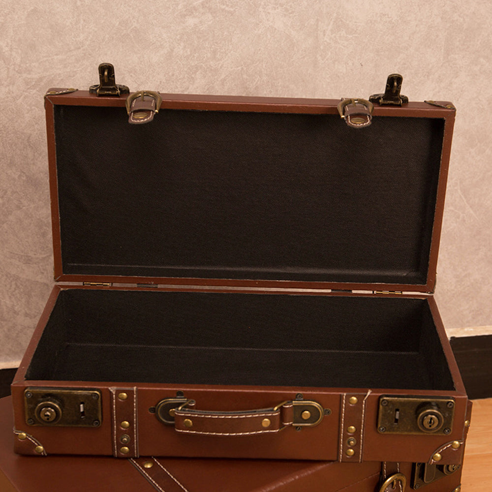 In Stock Vintage Leather Handmade Retro Classical Luggage Old Box Steamer Trunk Suitcase - Delicate Leather