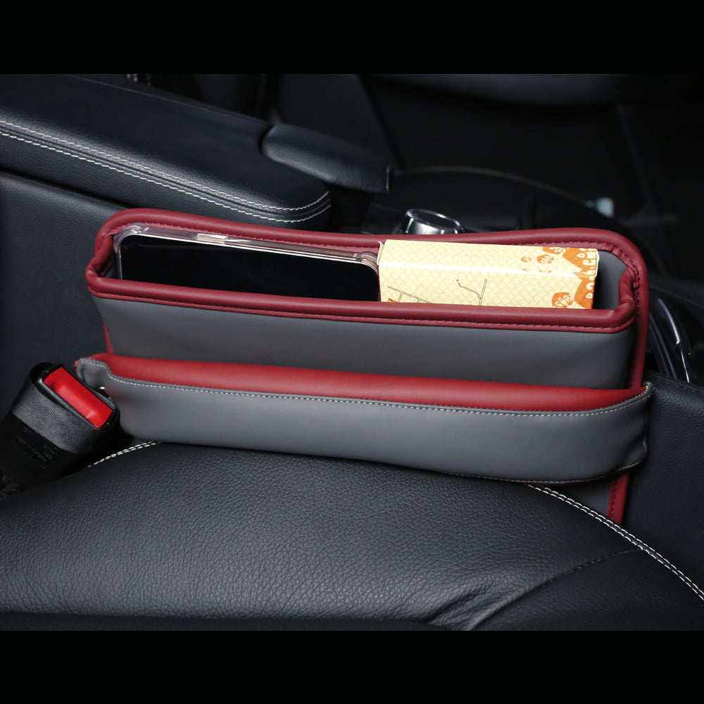 Car Seat Gap Filler Organizer, Custom For All Cars, Multifunctional PU Leather Seat Gap Storage Bag - Car Seat Gap Filler with USB Crevice Organizer Box
