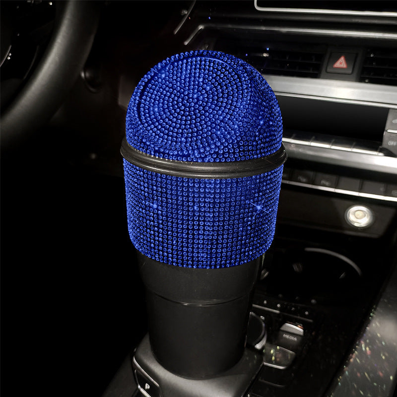Bling Rhinestone Auto Garbage Can - Car Trash Can with Lid, Car Accessories - Delicate Leather