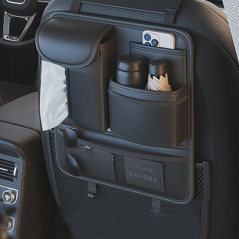 Car Back Seat Organizer and Storage - Premium PU Leather Universal Hanging Car Seat Back Organizer for Kids & Adults, Custom Fit For Your Cars, Car Accessories - Delicate Leather